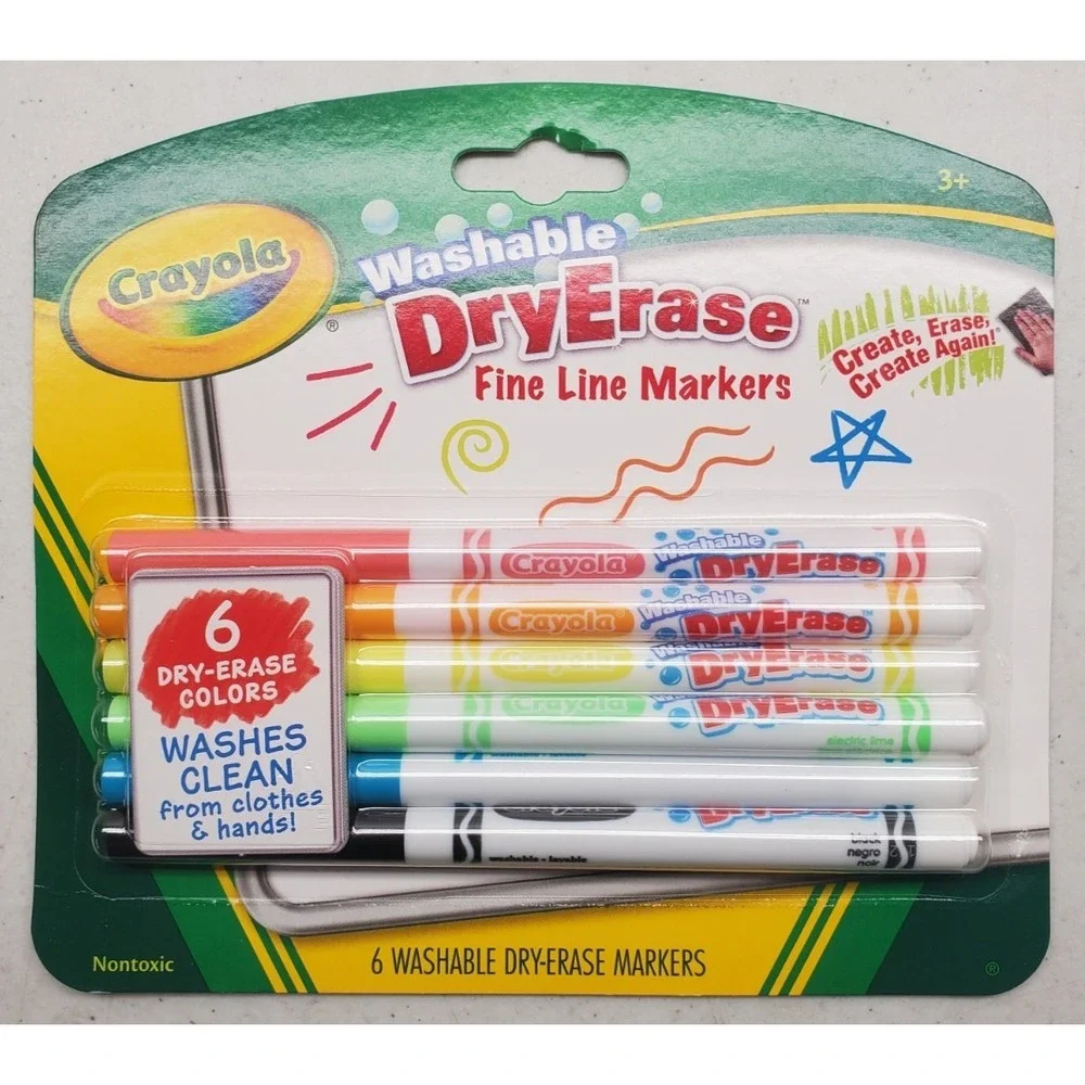 Crayola Washable Dry Erase Fine Line Markers 6 Pack Lot of 3 (18 Markers) NEW!